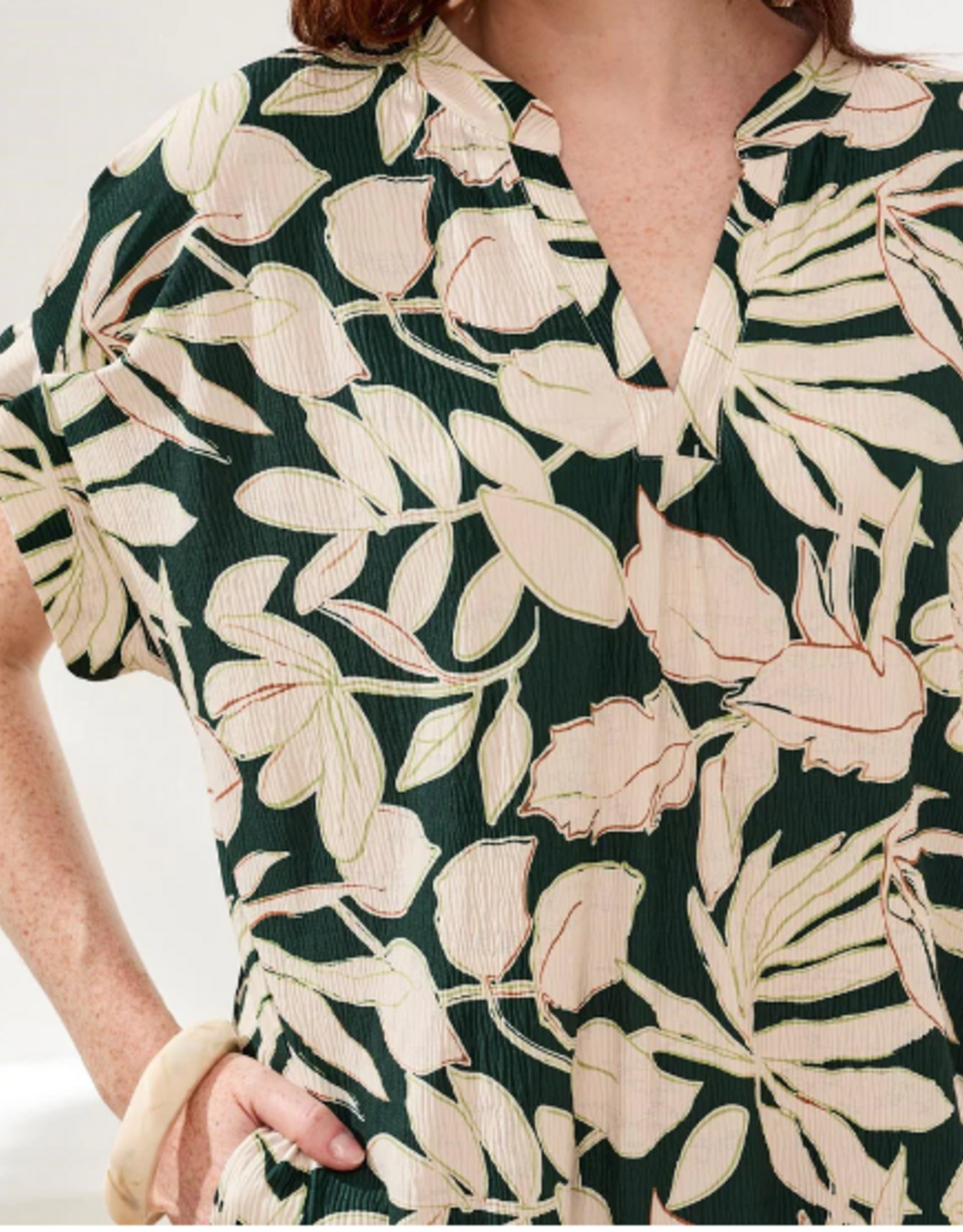 Tribal Tribal Rainforest Notch neck Ruffle Sleeve  Mid Length Dress