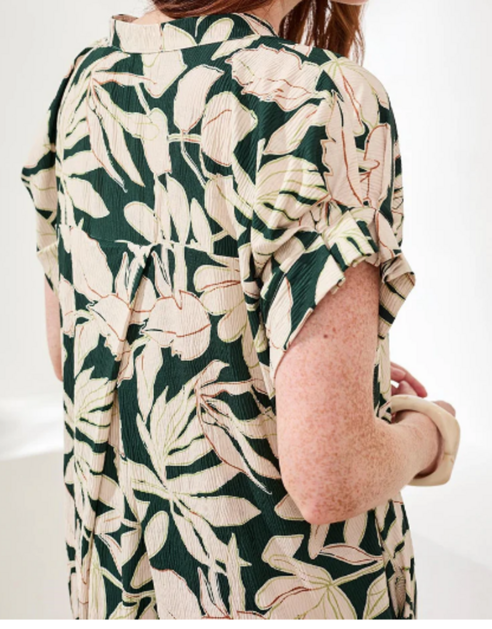 Tribal Tribal Rainforest Notch neck Ruffle Sleeve  Mid Length Dress