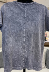 Jess & Jane Jess & Jane M137-2223  Terra Blue Wash Print  Round Neck S/S Top