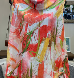 Jess & Jane Jess & Jane VC1-2195 Zoey Coral Cowl Neck Crinkle Sleeveless Top