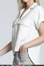 APNY APNY Natural Breezy Bubble Button Up Hi Lo Hemline Top