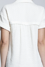 APNY APNY Natural Breezy Bubble Button Up Hi Lo Hemline Top