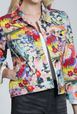 APNY APNY Blue Multi Floral Printed Long Sleeve Denim Jacket