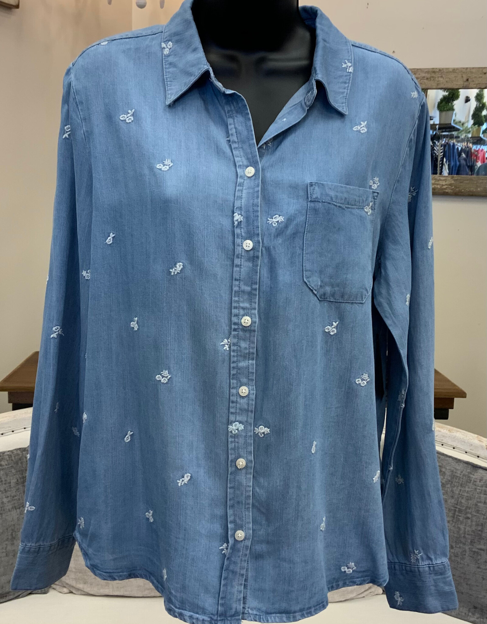 Dex Dex Medium Blue Wash w/Embellishments  Button Up L/S