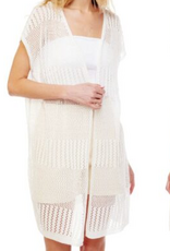 Coronet Coronet White Crochet Sleeveless Mid Length Kimono