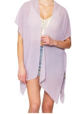 Coronet Coronet Lavender Pleated Chiffon Sleeveless Mid Length Kimono