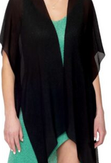 Coronet Coronet Black Pleated Chiffon Sleeveless Mid Length Kimono