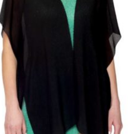 Coronet Coronet Black Pleated Chiffon Sleeveless Mid Length Kimono