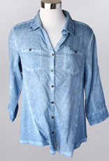 Keren Hart Keren Hart Indigo Button Up 3/4 Sleeve Top