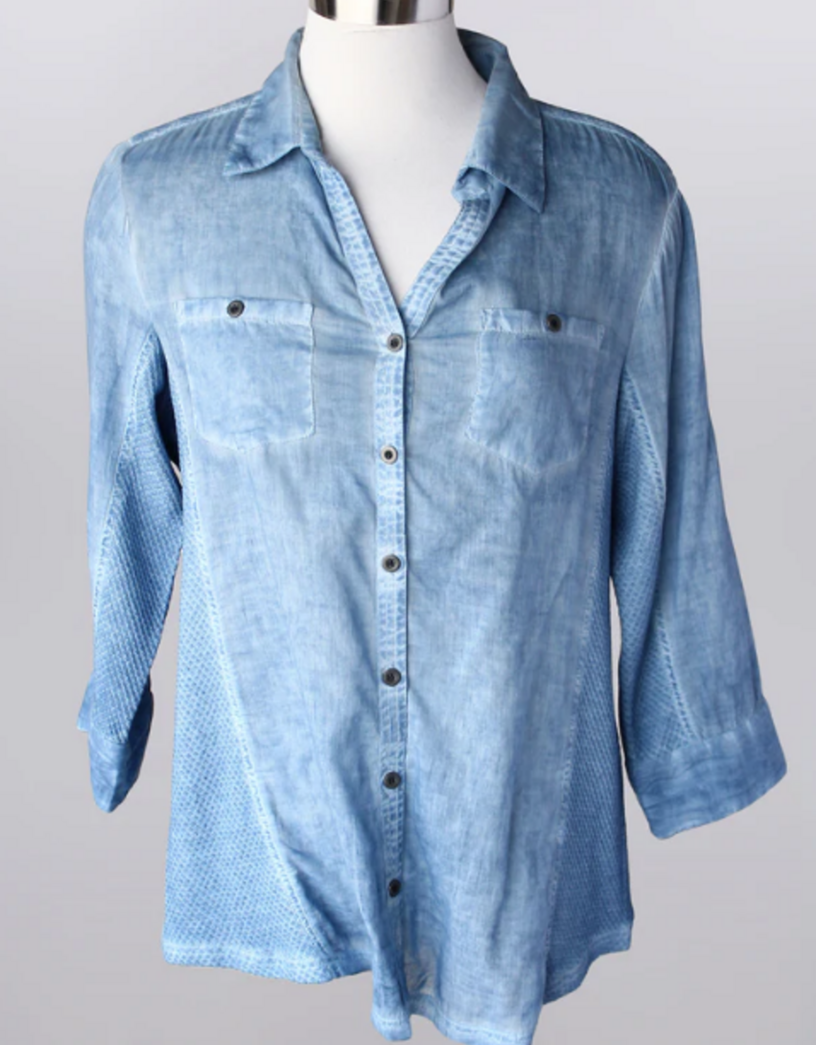 Keren Hart Keren Hart Indigo Button Up 3/4 Sleeve Top