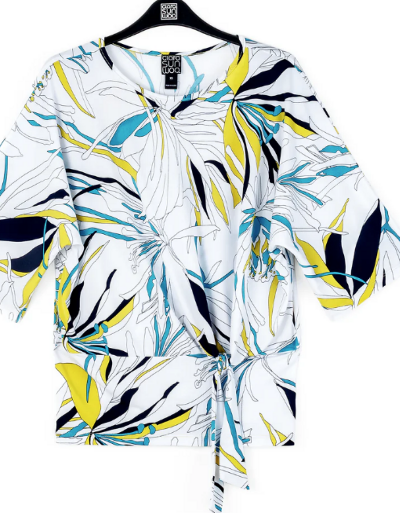 Clara Sunwoo Clara Sun Woo White multi Floral Side Tie Top