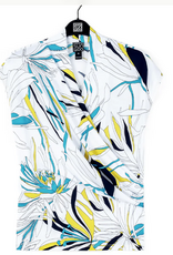 Clara Sunwoo Clara Sun Woo  White Multi Floral  V-Neck Side Ruched  Top