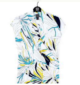 Clara Sunwoo Clara Sun Woo White Multi Floral  V-Neck Side Ruched  Top