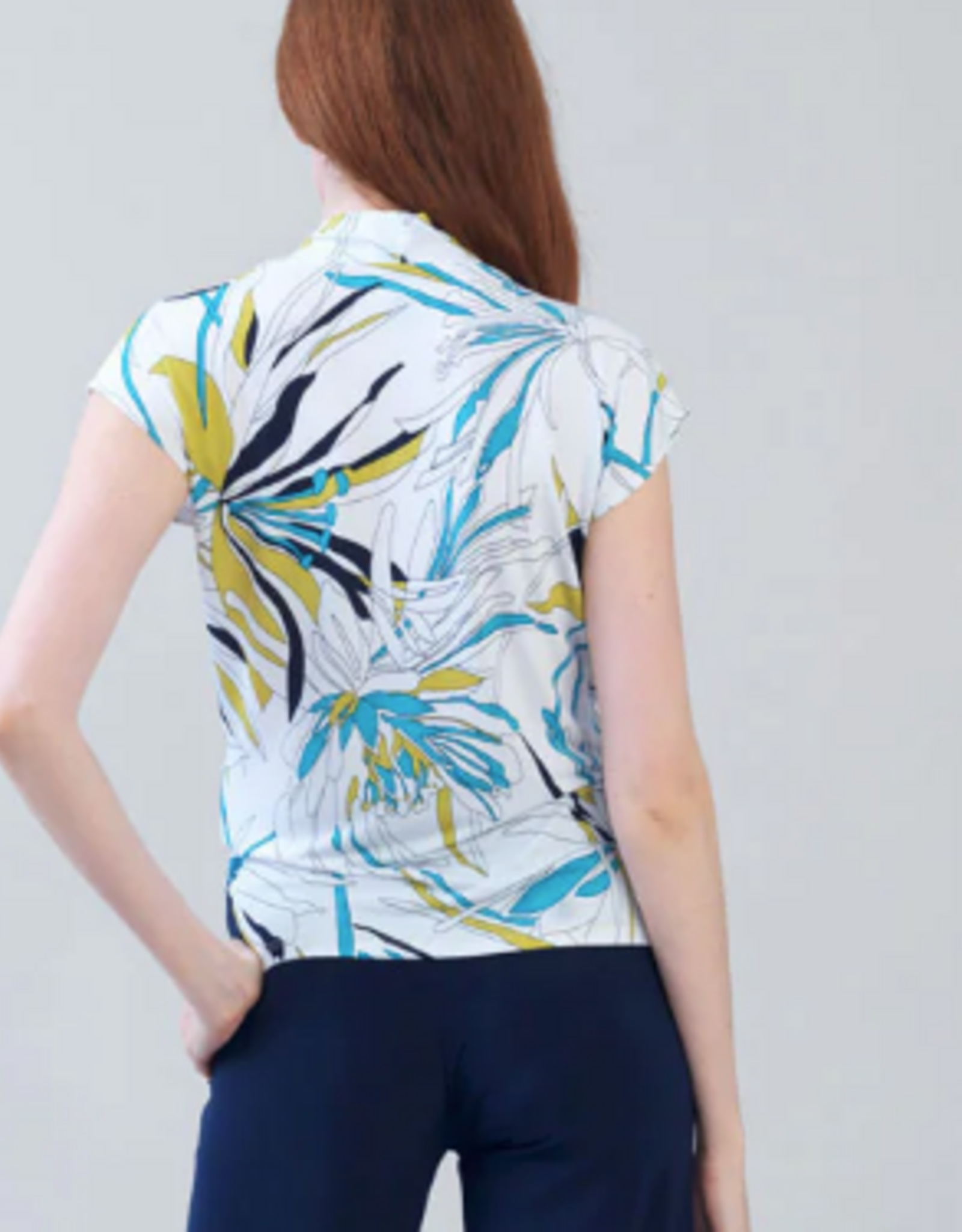 Clara Sunwoo Clara Sun Woo  White Multi Floral  V-Neck Side Ruched  Top