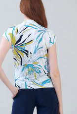 Clara Sunwoo Clara Sun Woo  White Multi Floral  V-Neck Side Ruched  Top