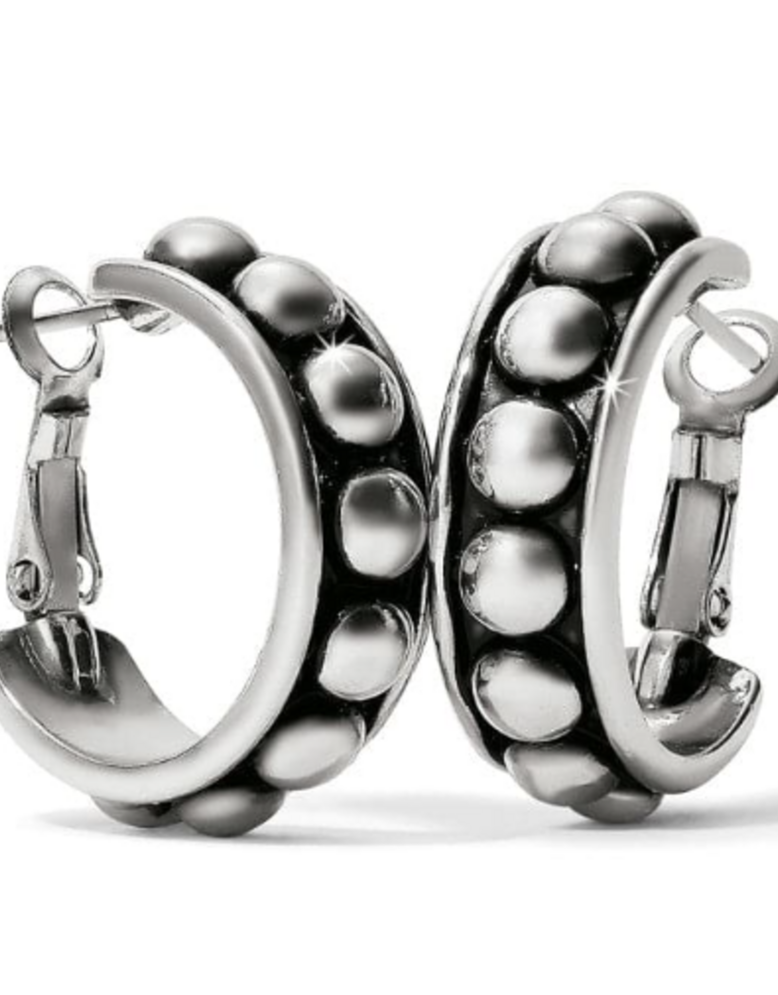 Brighton Brighton JA9896 Silver Pretty Tough Stud Medium Leverback Hoop Earrings