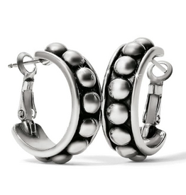 Brighton Brighton JA9896 Silver Pretty Tough Stud Medium Leverback Hoop Earrings