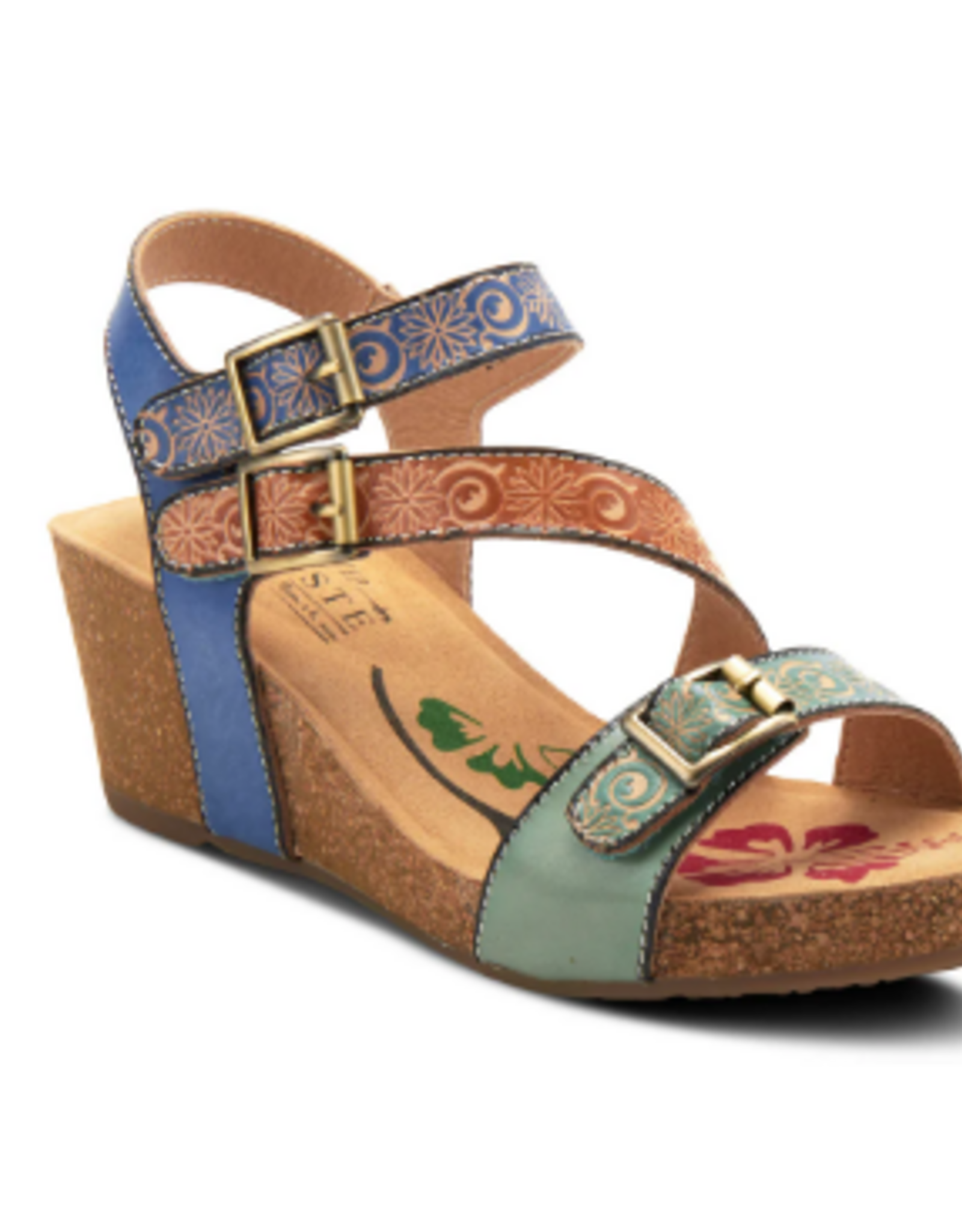 L' Artiste L' Artiste Tanja Red Multi  Ankle Strap Platform Sandal