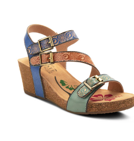 L' Artiste L' Artiste Tanja Red Multi  Ankle Strap Platform Sandal