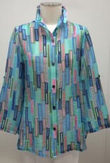 Trisha Tyler Trisha Tyler Blue Multi A-Line Wire Collar Jacket