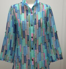 Trisha Tyler Trisha Tyler Blue Multi A-Line Wire Collar Jacket