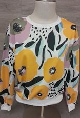 Trisha Tyler Trisha Tyler Pink /Yellow Abstract  French Terry Top
