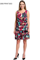 Creations Creation A366 - 803  Pink Multi Color Ruffle Tiered Dress