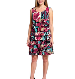 Creations Creation A366 - 803  Pink Multi Color Ruffle Tiered Dress