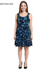 Creations Creation A366 - 801  Blue Multi Color Ruffle Tiered Dress