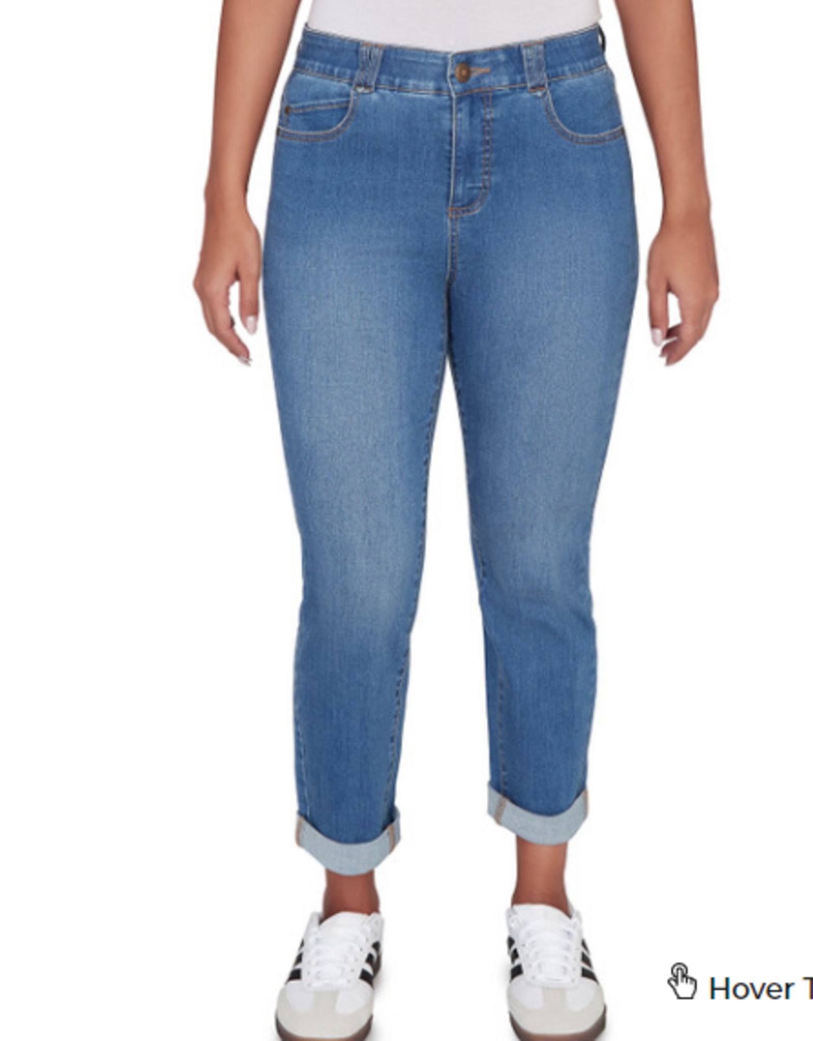 Ruby Rd Ruby Road Light Indigo Denim Girlfriend Cuffed Straight Leg