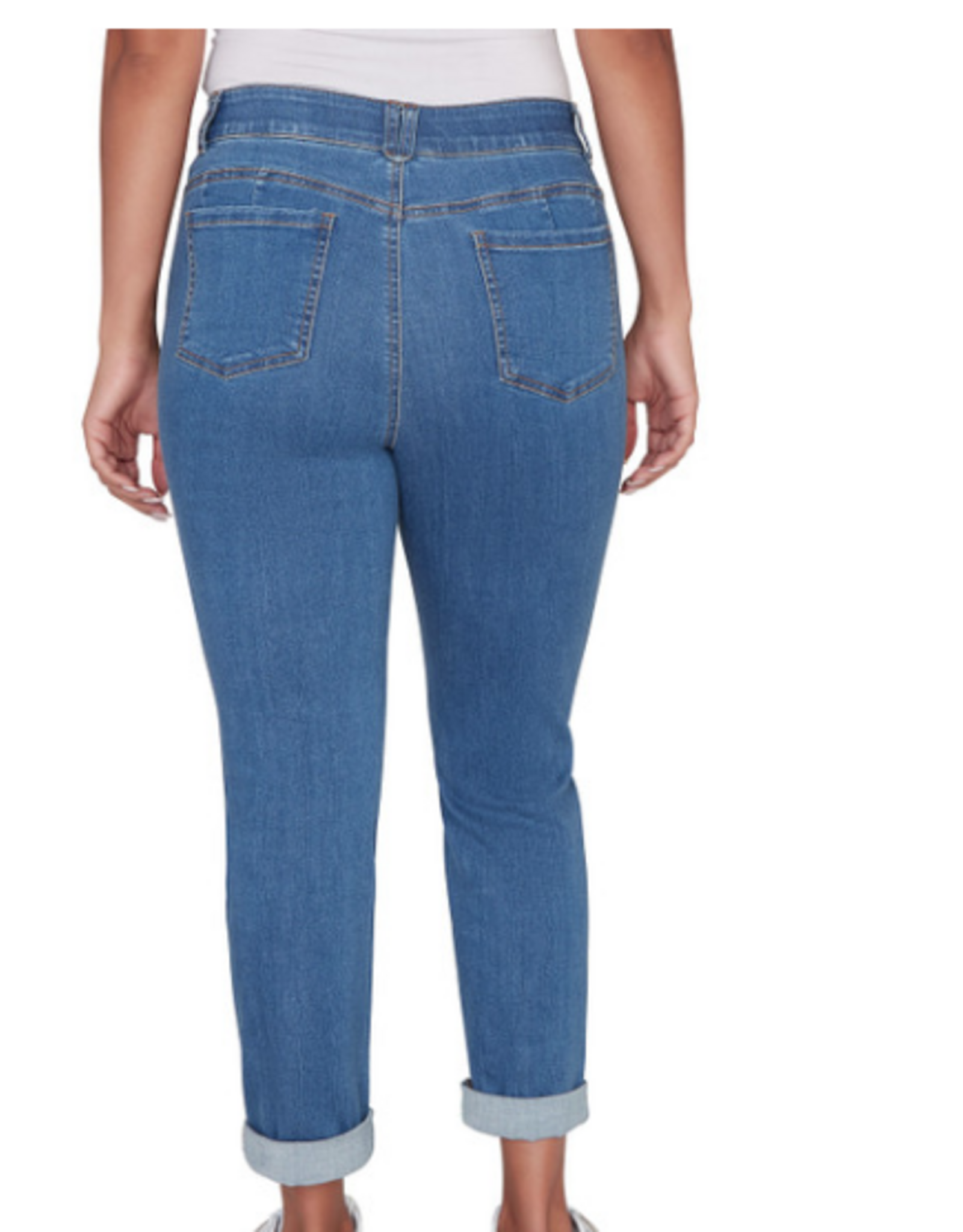Ruby Rd Ruby Road Light Indigo Denim Girlfriend Cuffed Straight Leg