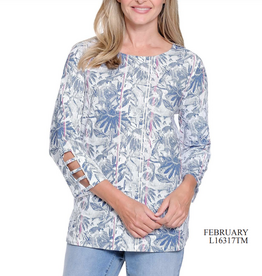 A la Carte Al A Carte Print Round Neck Sleeve Cut Out Detail