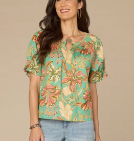 Democracy Democracy Sea Glass Smock Neck S/S Petite Top