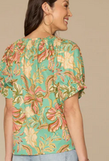 Democracy Democracy Sea Glass Smock Neck S/S Petite Top