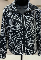 Trisha Tyler Trisha Tyler BLK/WHT Palms Zip Up French Terry Cardigan