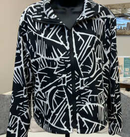 Trisha Tyler Trisha Tyler BLK/WHT Palms Zip Up French Terry Cardigan