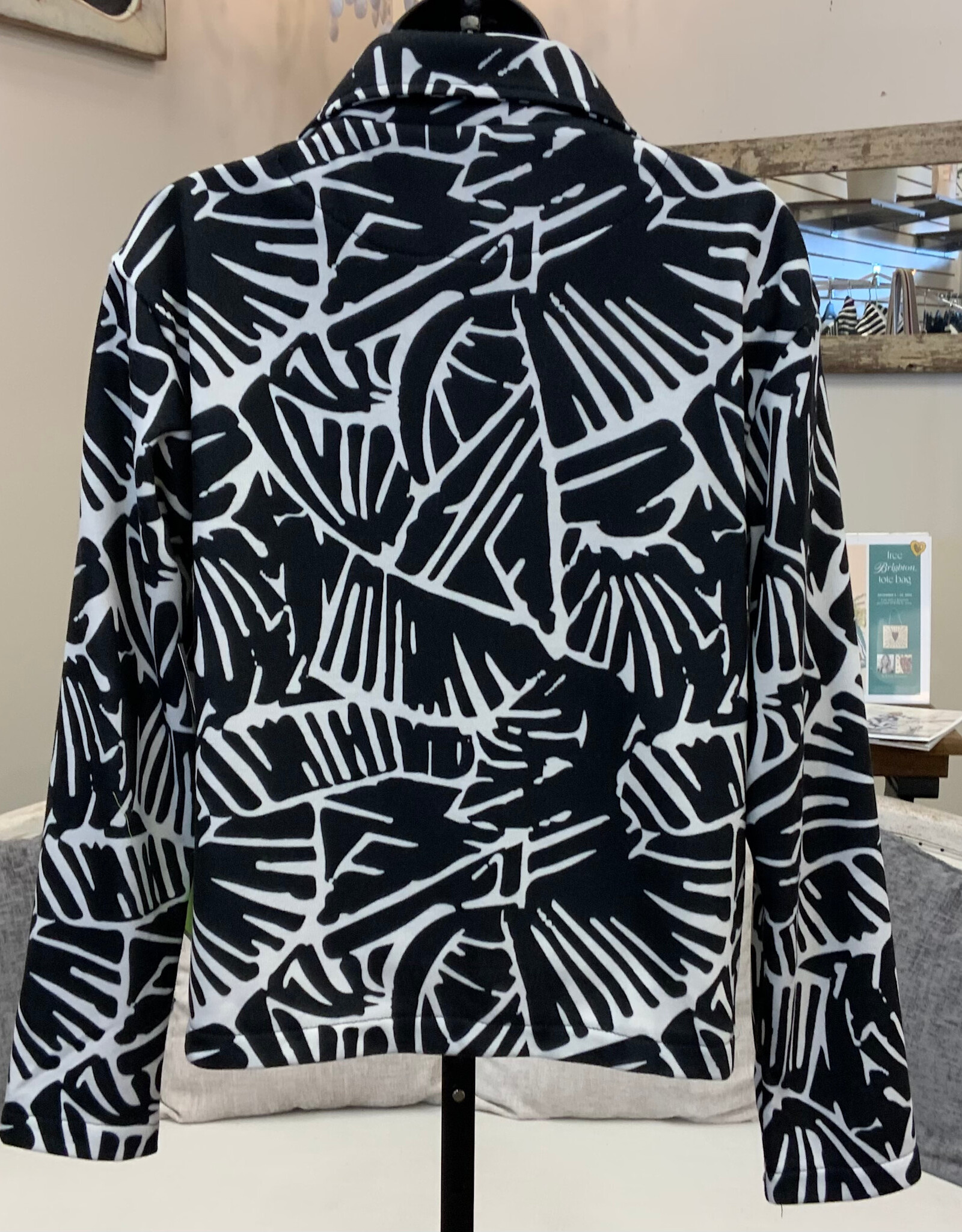 Trisha Tyler Trisha Tyler BLK/WHT Palms Zip Up French Terry Cardigan