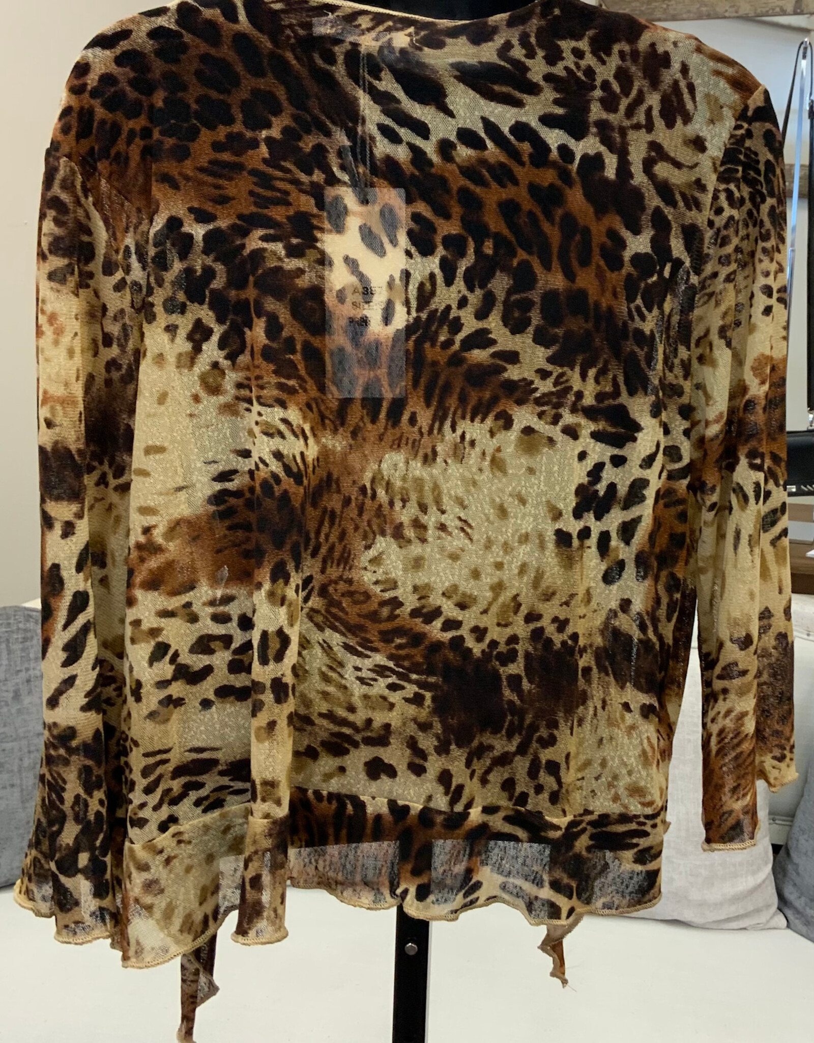 Creations Creation  Animal Print Mesh  3/4 Sleeve  Shrug