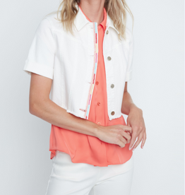Renuar Renuar  R3933D White Denim  S/S Cropped Jean Jacket