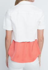 Renuar Renuar  R3933D White Denim  S/S Cropped Jean Jacket