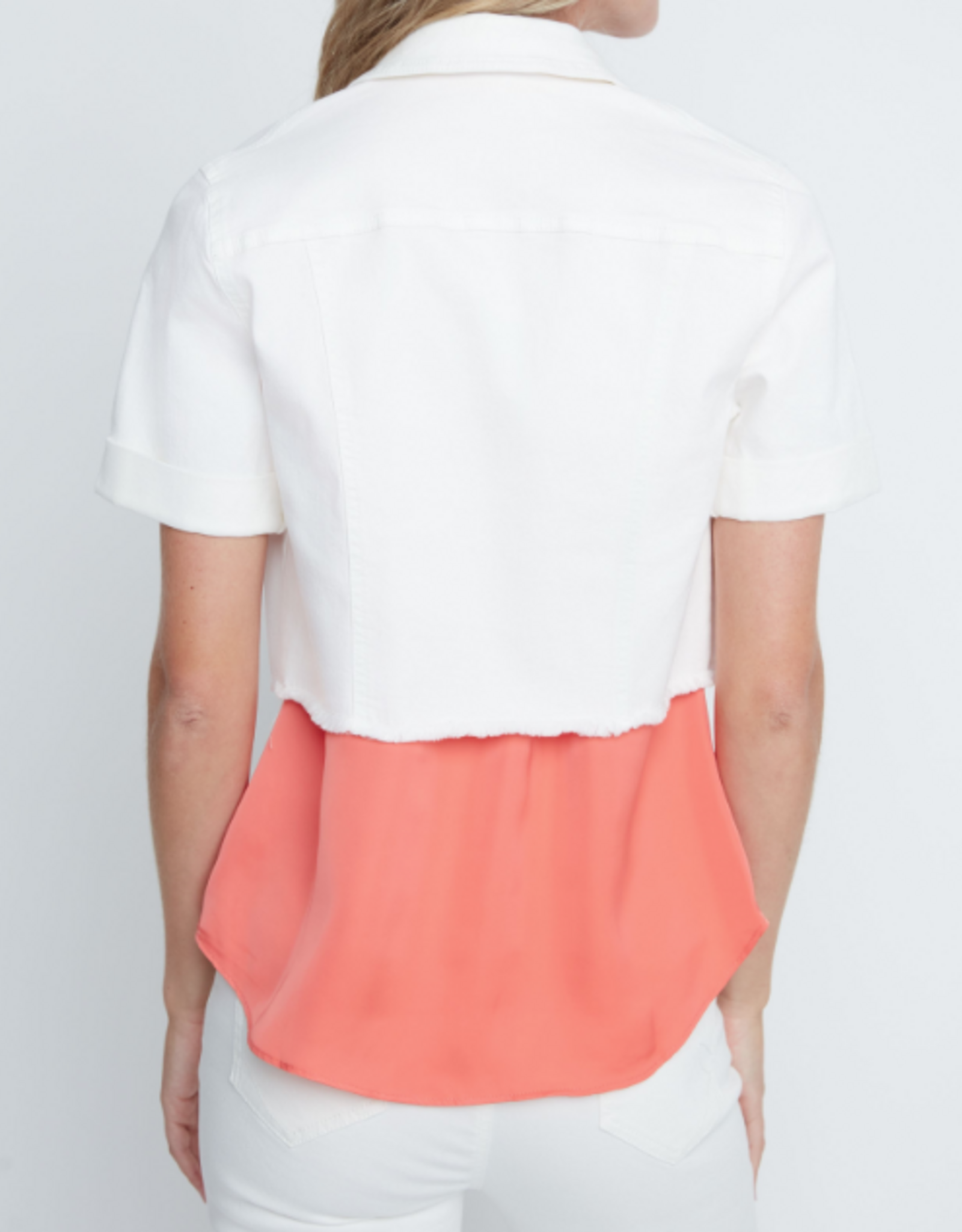 Renuar Renuar  R3933D White Denim  S/S Cropped Jean Jacket