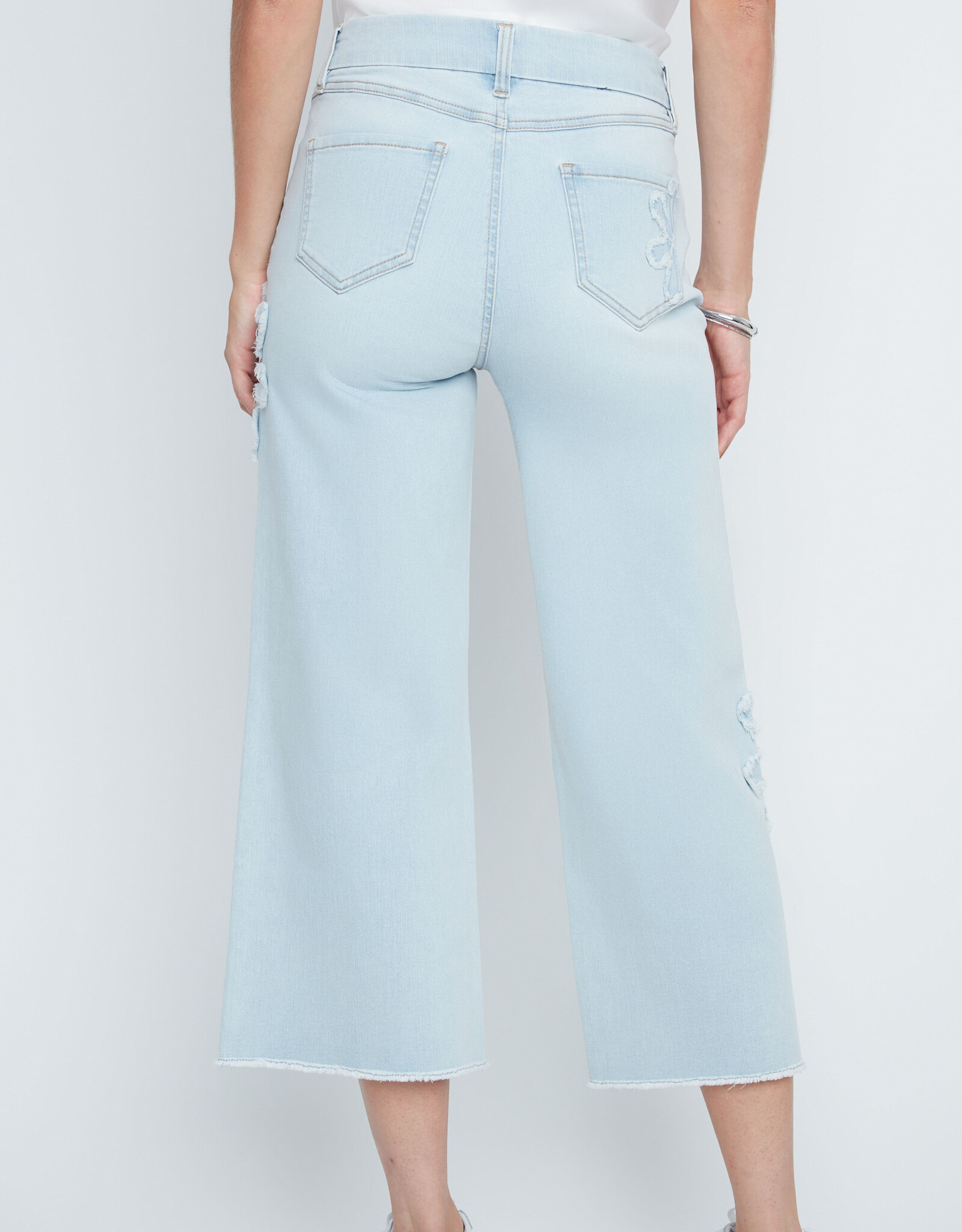 Renuar Renuar R11057D Bleach Wash  Denim Flare Capri