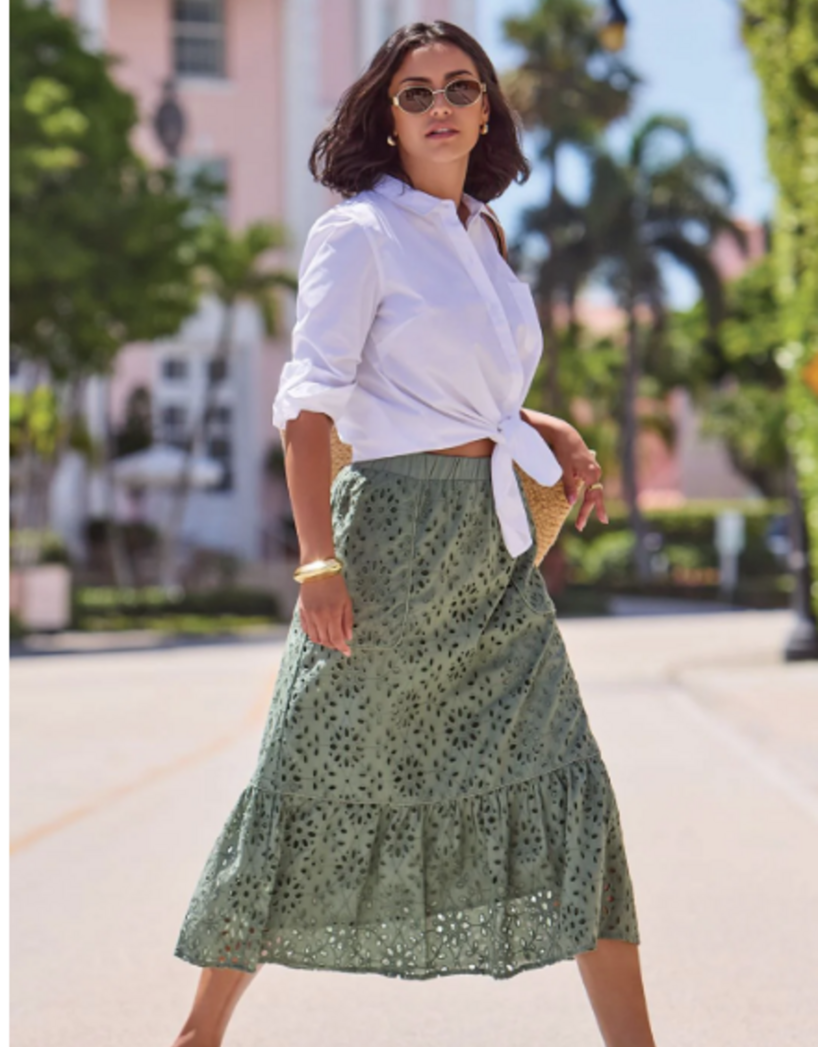 Tribal Tribal Moss Eyelet Pull On Skirt