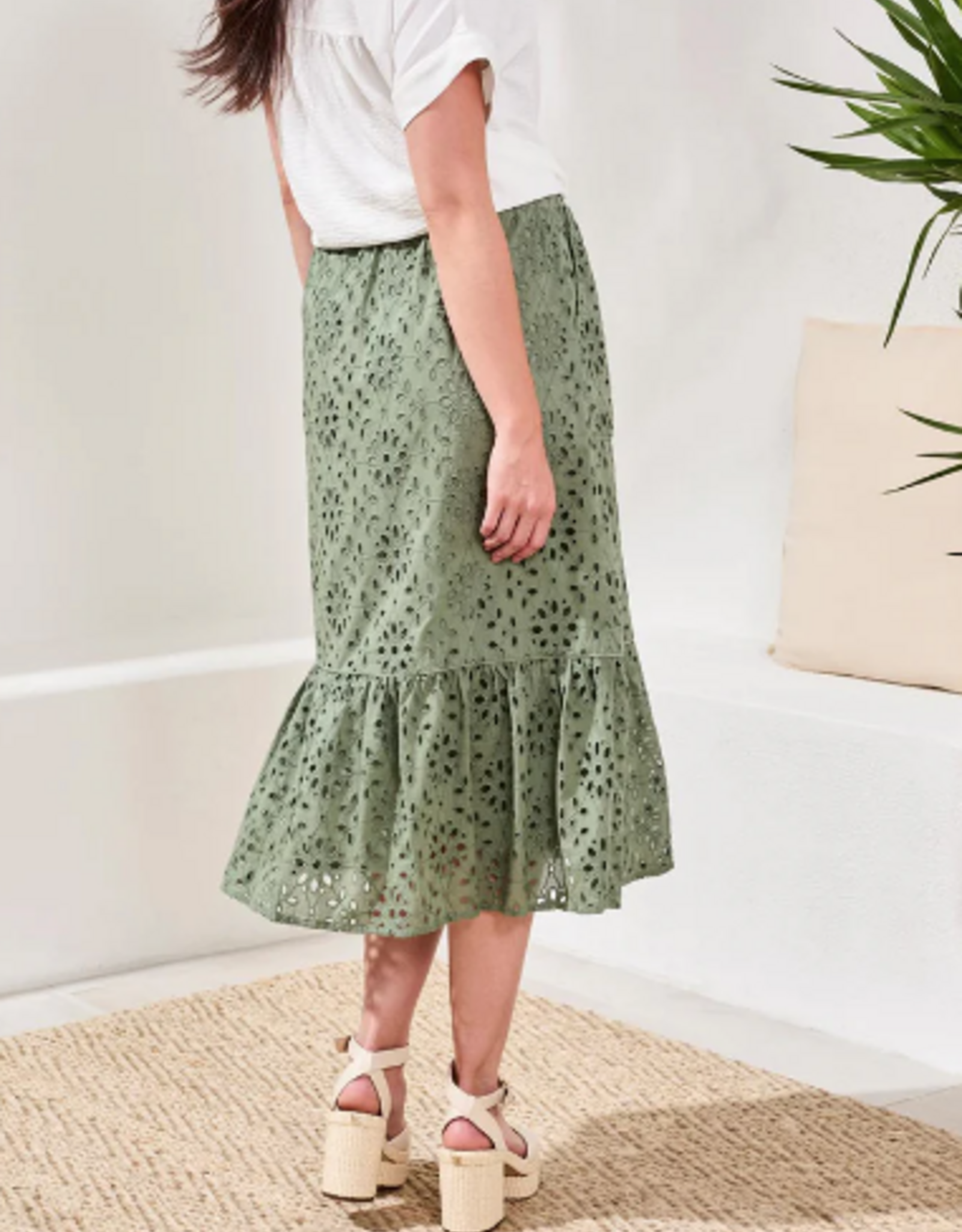 Tribal Tribal Moss Eyelet Pull On Skirt