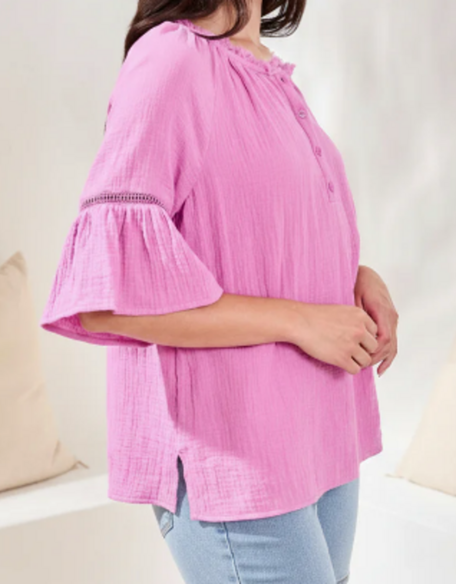 Tribal Tribal Orchid Glow  Raglan 3/4 Sleeve Top