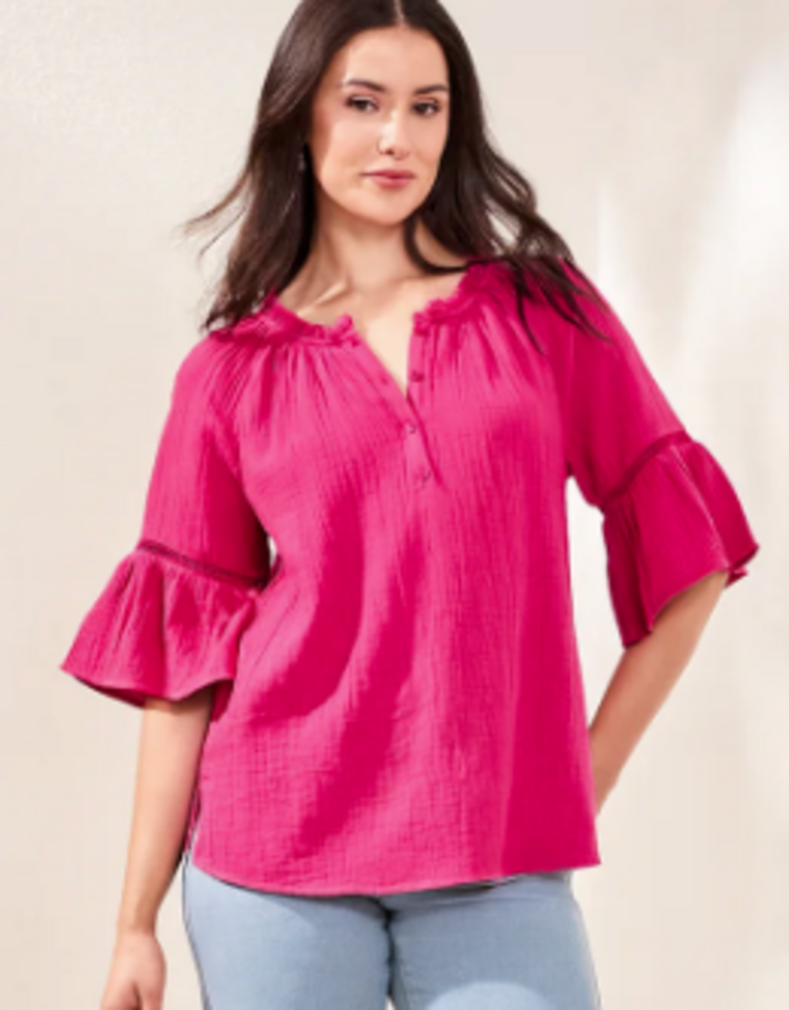 Tribal Tribal Gardenia Raglan 3/4 Sleeve Top