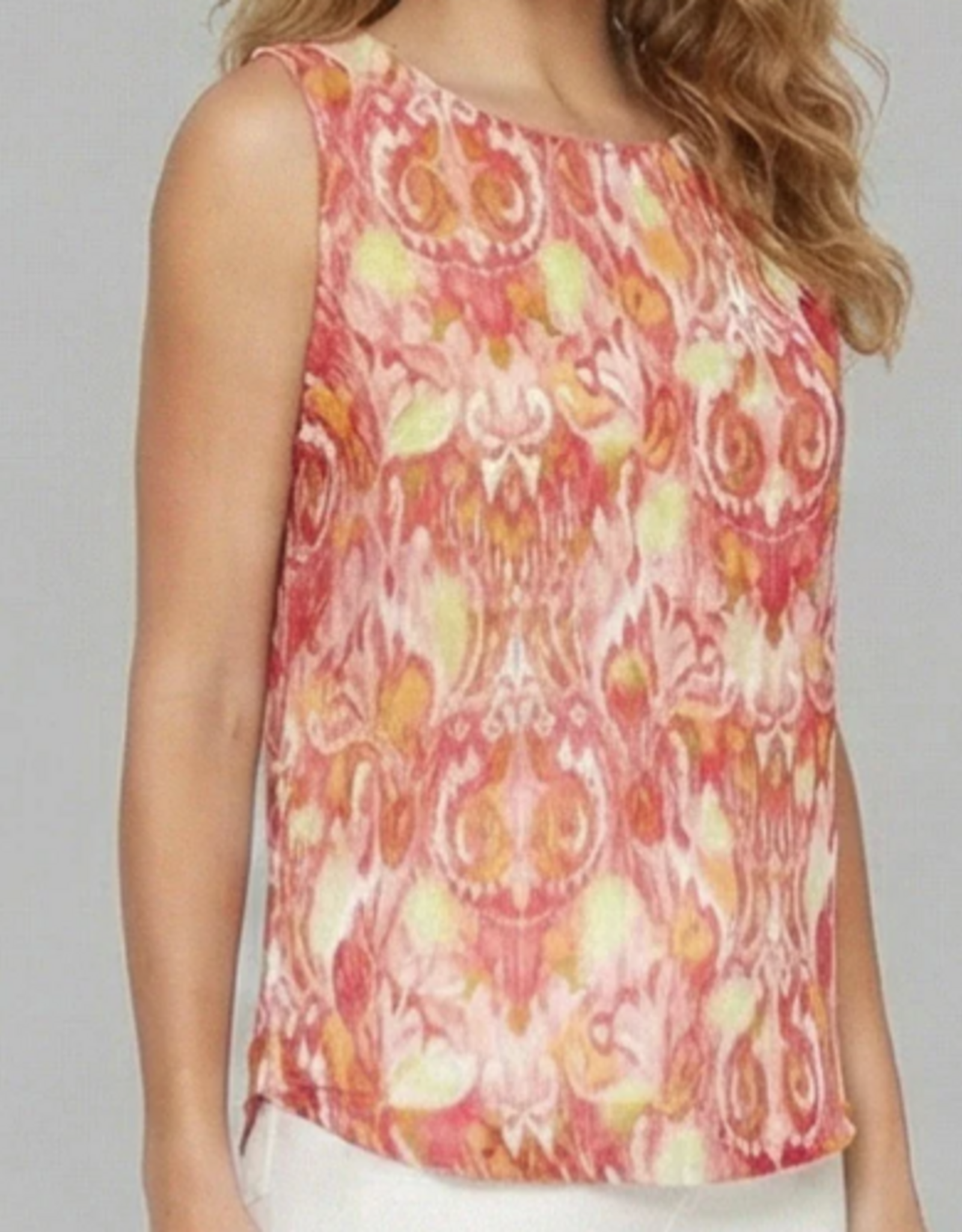 Ethyl Ethyl Multi Color Printed Round Neck Sleeveless Top