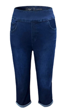 Ethyl Ethyl Blue Denim Pull On Cuff Capri