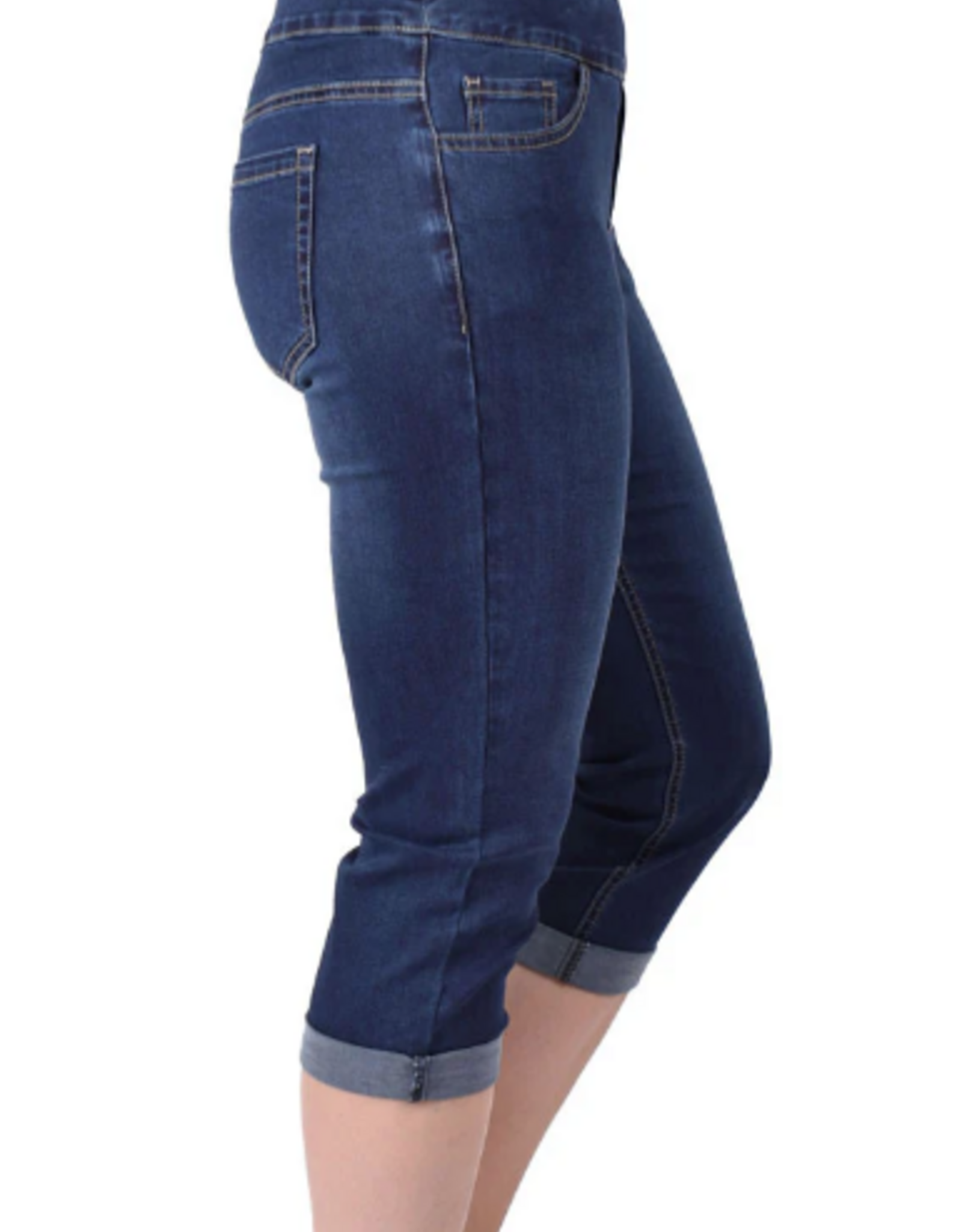 Ethyl Ethyl Blue Denim Pull On Cuff Capri