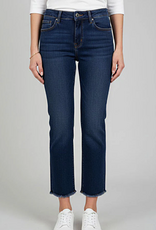 Ethyl Ethyl Blue Denim Fringed Hem Wide Leg Capri